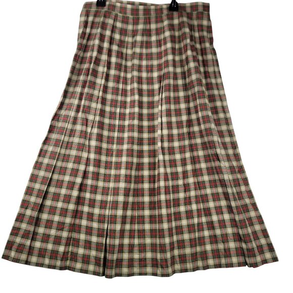 Susan Bristol Tartan Plaid Pleated Midi Skirt Size 14P Fringed Kilt Deadstock US - Picture 10 of 10